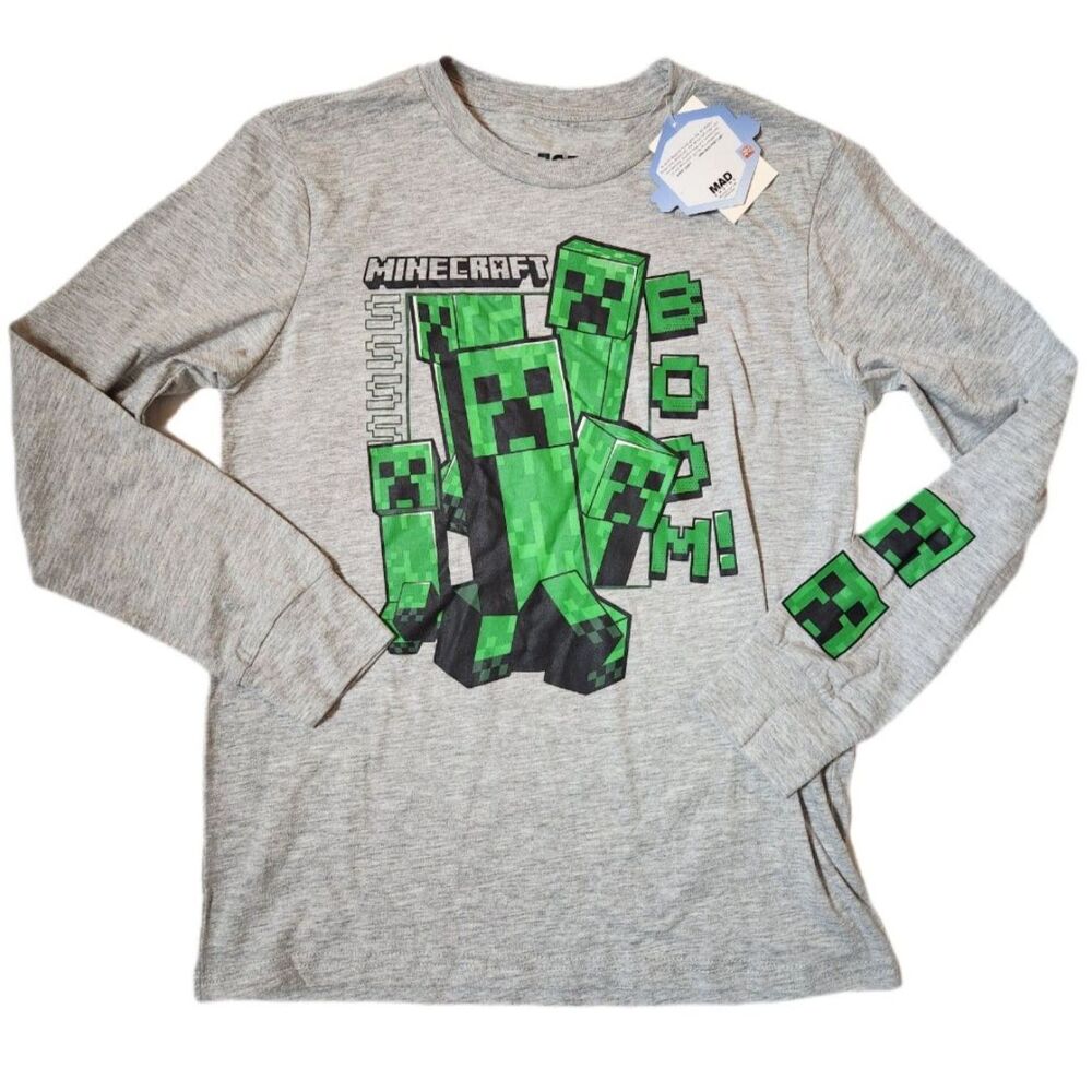Minecraft Long Sleeve Shirt – Youth Medium – Creeper Graphic – NWT